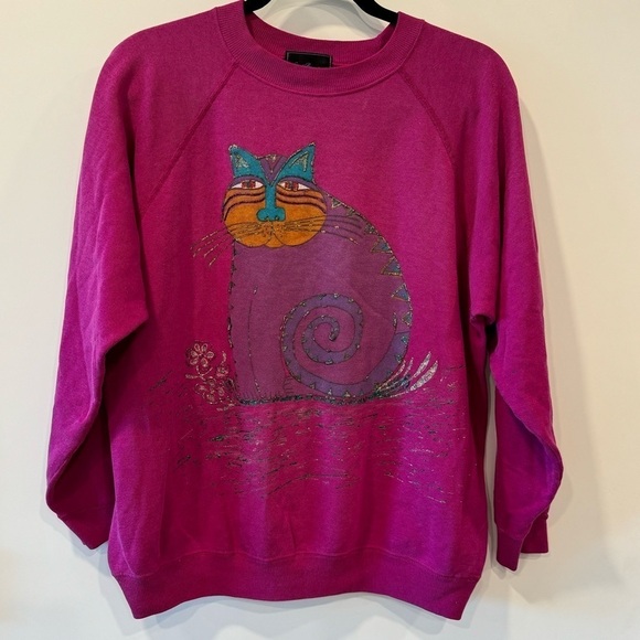 Vintage 80s Laurel Burch San Francisco Cat Crewneck Sweatshirt - Picture 1 of 14